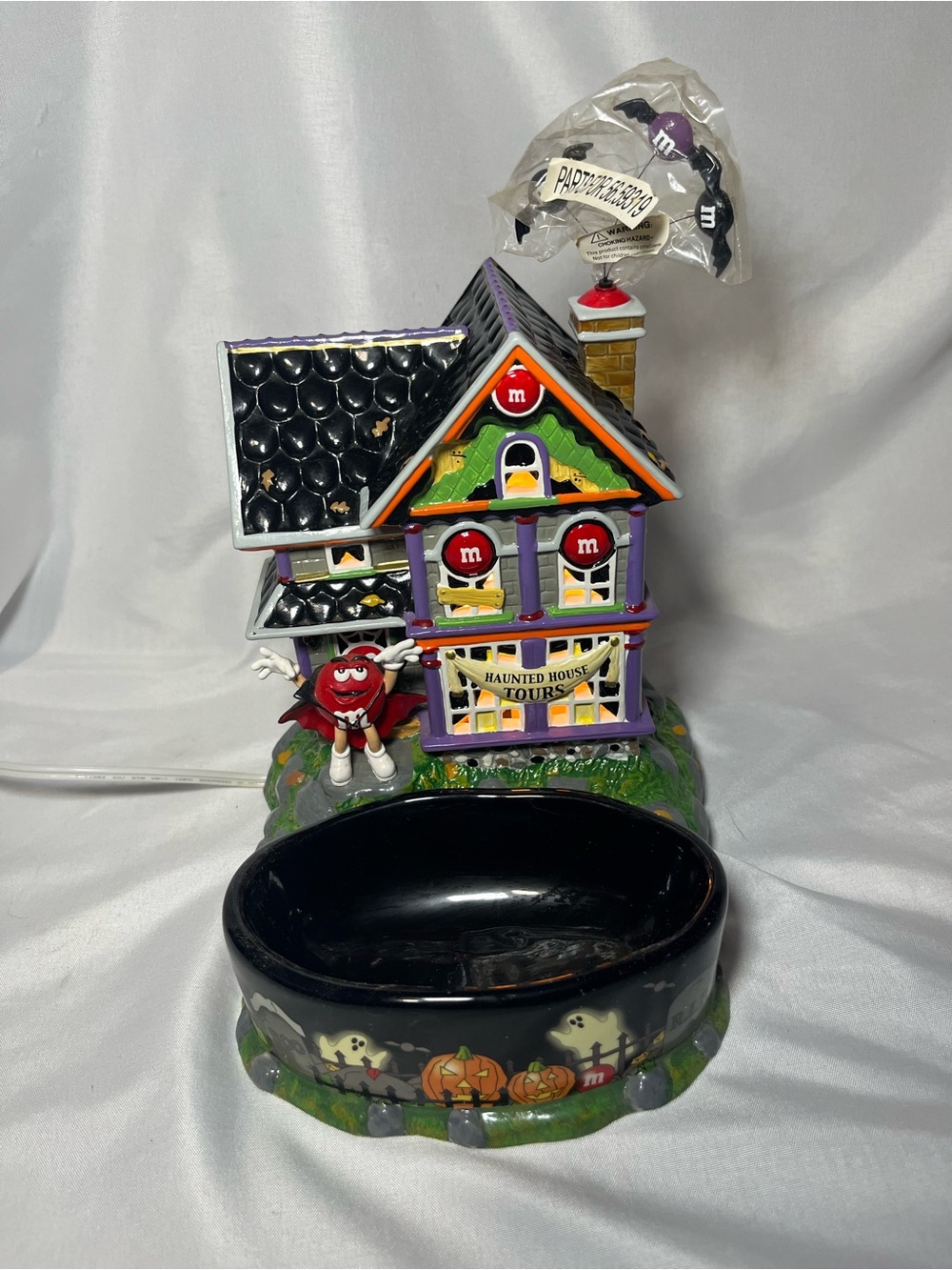 Vintage 2004 Department 56 M&M’s Haunted House Tours Lighted House & Candy Dish